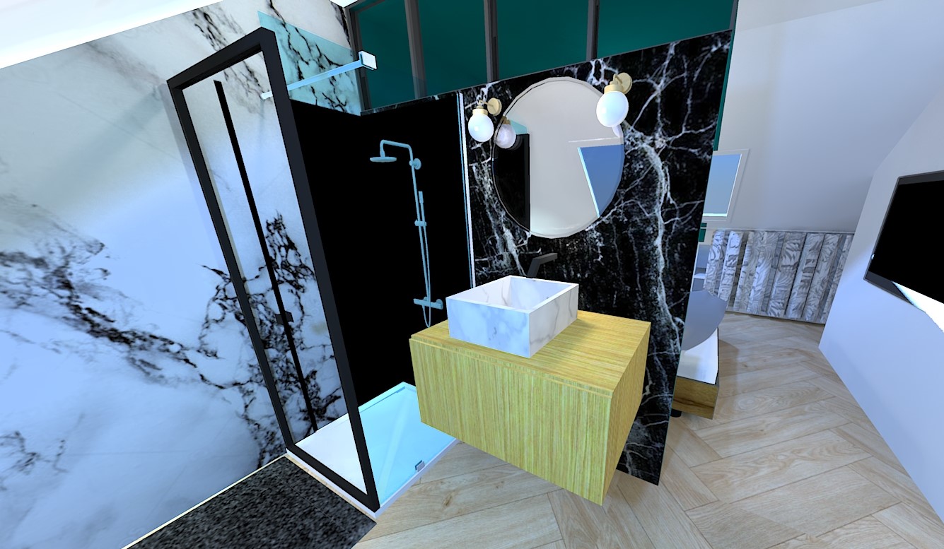 Visuel 3D salle de bain marbre